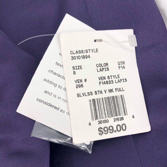 David’s Bridal Purple Lapis Sleeveless V-Neck Special Occasion Cocktail Dress s - Picture 5 of 7